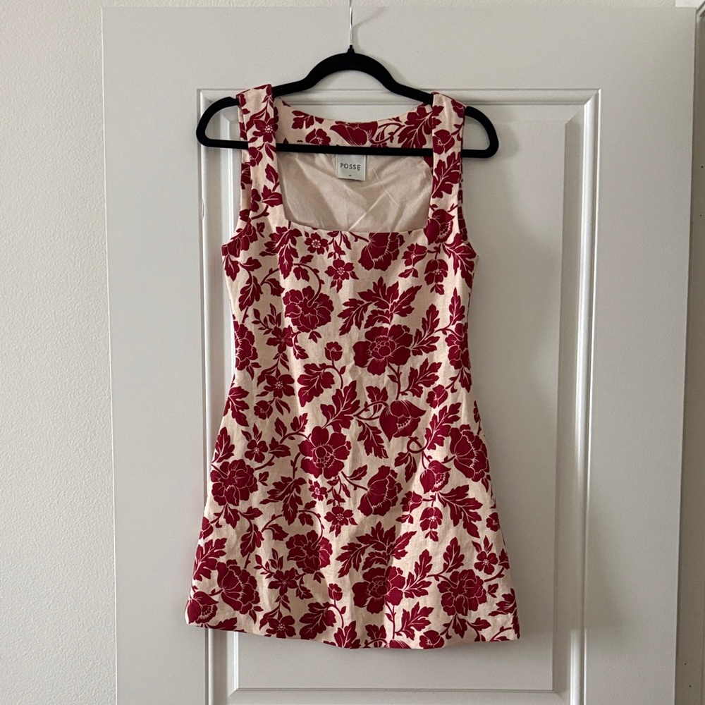 Posse Cream and Red Floral Mini Dress